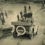 1920s car drives down Sydney Town Hall steps, from Flickr